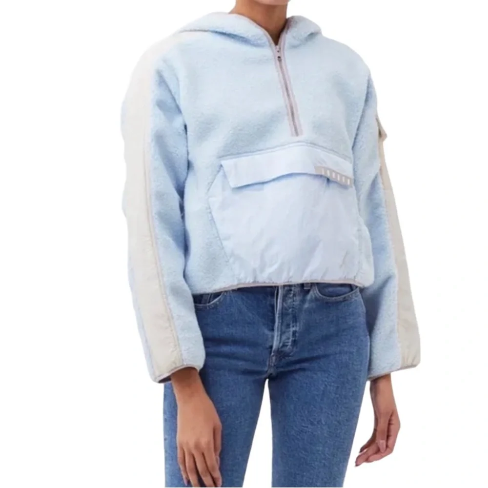 Air Jordan Cozy Girl Half Zip Fleece Hoodie Pale Blue Stone Women's Large NWT